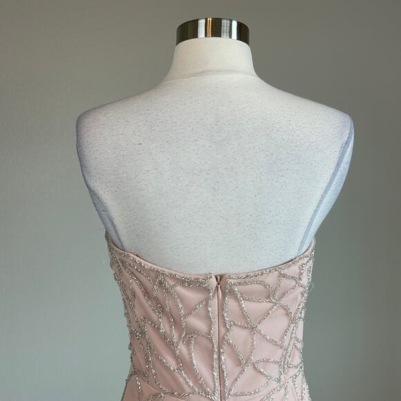 Aidan Mattox Pink Beaded Strapless Fit and Flare Cocktail Dress Women’s Size 12 - Picture 6 of 11